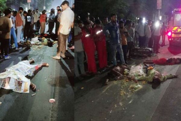 बस ने बाइक सवार परिवार को रोंदा, पति-पत्नी, रिश्तेदार महिला और बेटी सहित चार की मौत